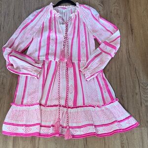 Veronica Beard Danica Dress With Buttons Size S Fuschia/Off White NWT